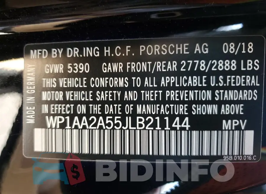 WP1AA2A55JLB21144 Photo# 13