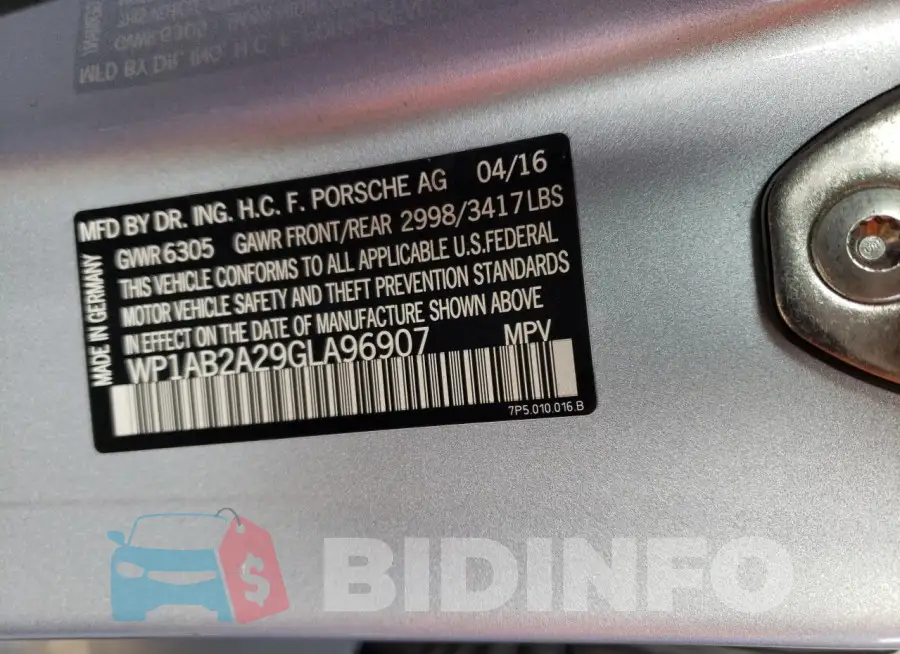 WP1AB2A29GLA96907 Photo# 13