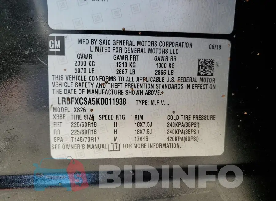 LRBFXCSA5KD011938 Photo# 13