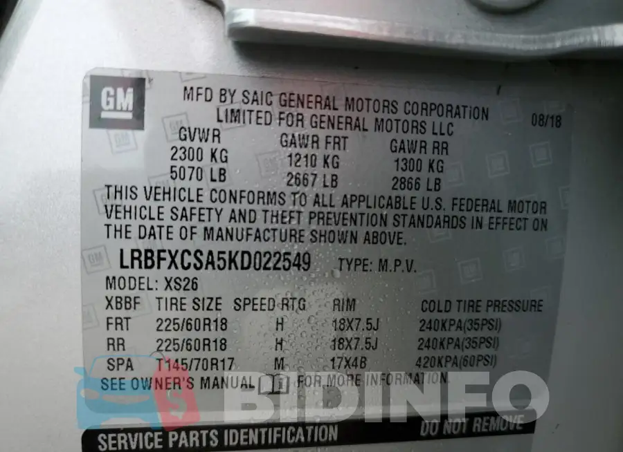 LRBFXCSA5KD022549 Photo# 13