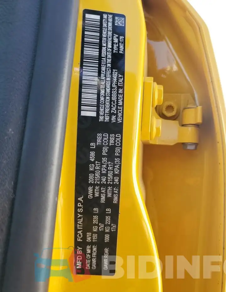 ZACCJBBB3JPH44921 Photo# 12