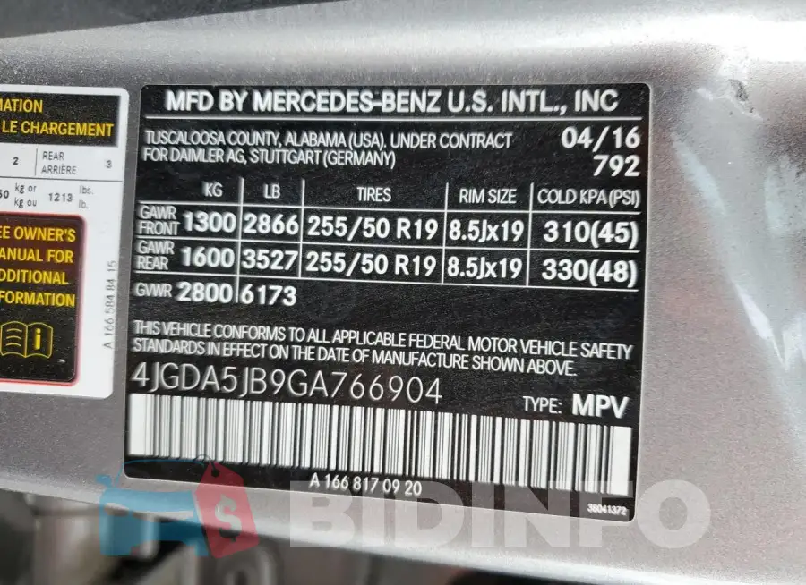 4JGDA5JB9GA766904 Photo# 13