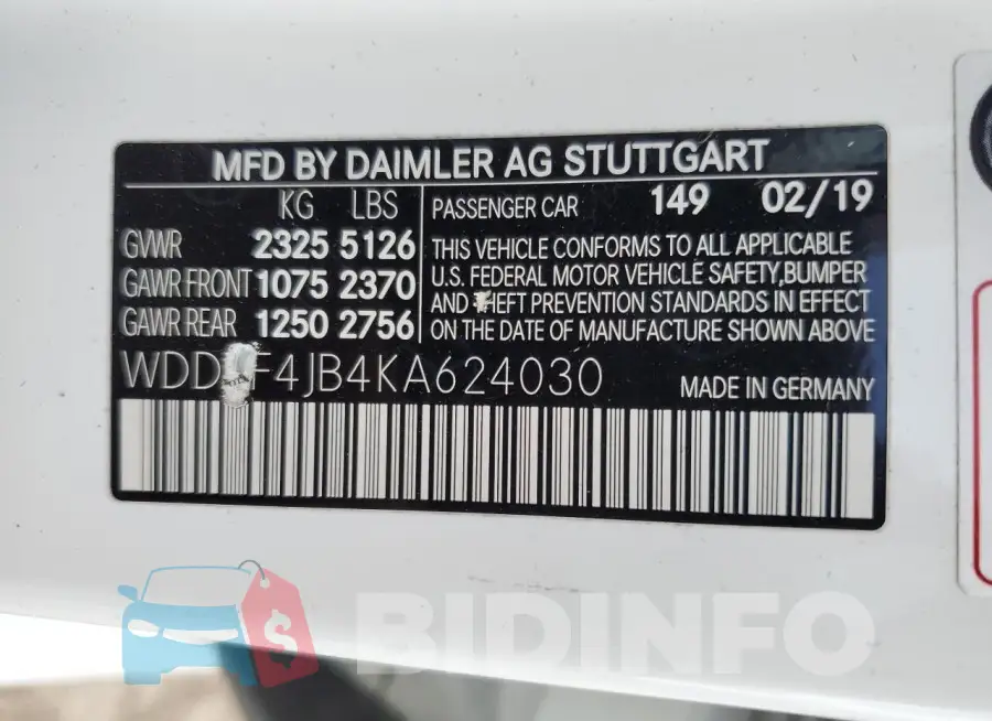 WDDZF4JB4KA624030 Photo# 12