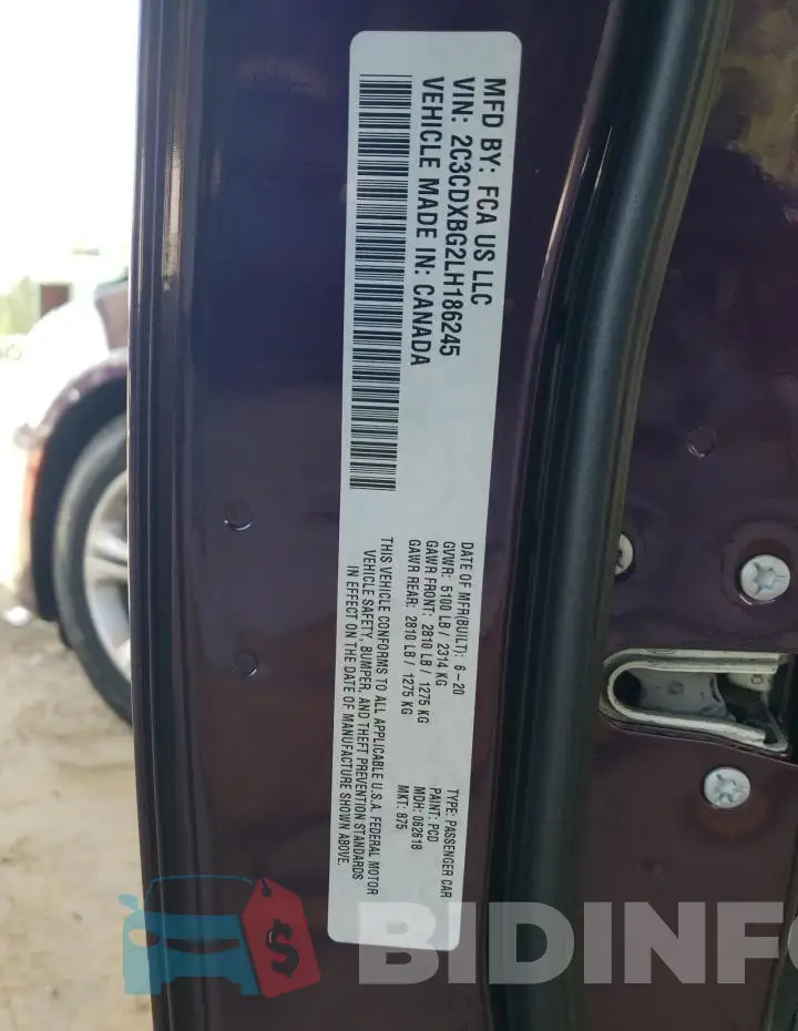 2C3CDXBG2LH186245 Photo# 12