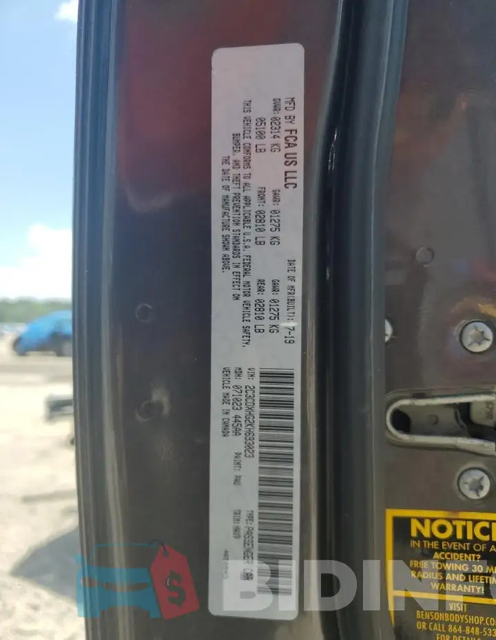 2C3CDXHG2KH693023 Photo# 13