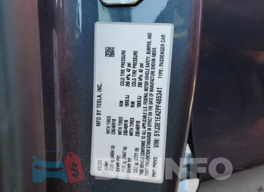 5YJ3E1EA2PF485341 Photo# 12