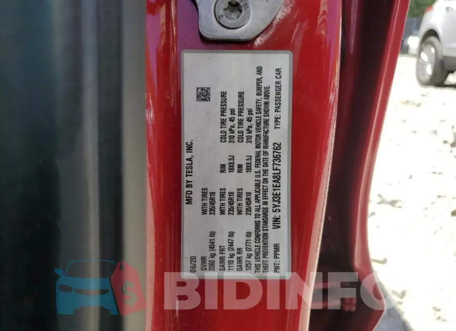 5YJ3E1EA8LF736762 Photo# 12