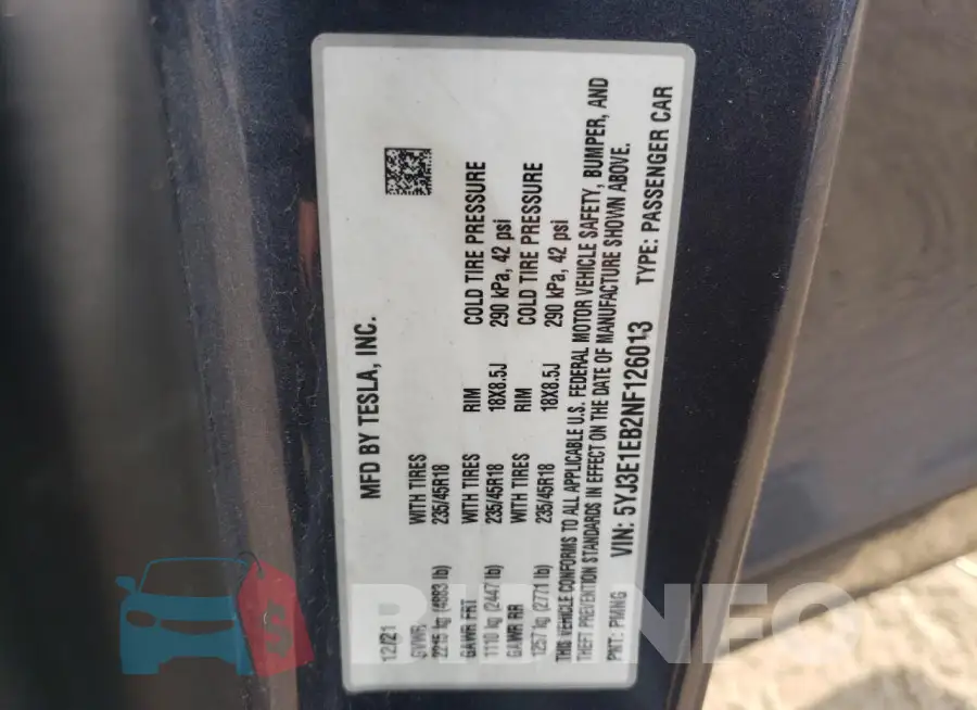 5YJ3E1EB2NF126013 Photo# 12