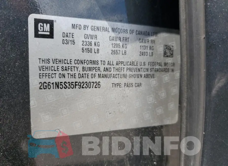 2G61N5S35F9230726 Photo# 12