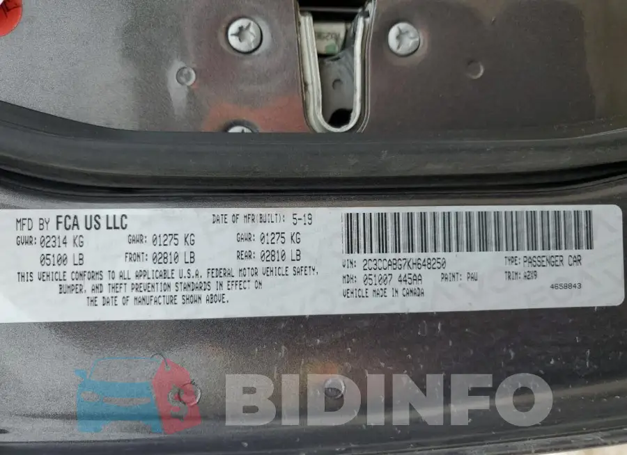 2C3CCABG7KH648250 Photo# 12