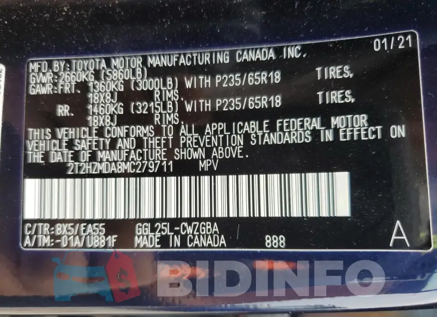 2T2HZMDA8MC279711 Photo# 13