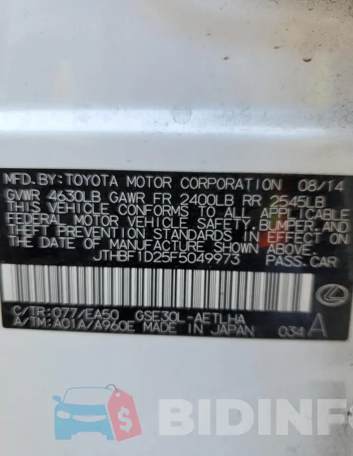 JTHBF1D25F5049973 Photo# 12