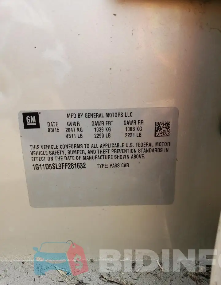 1G11D5SL9FF281632 Photo# 12