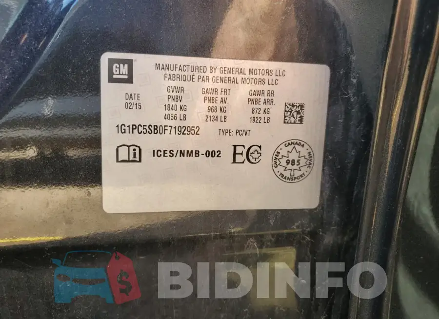 1G1PC5SB0F7192952 Photo# 13