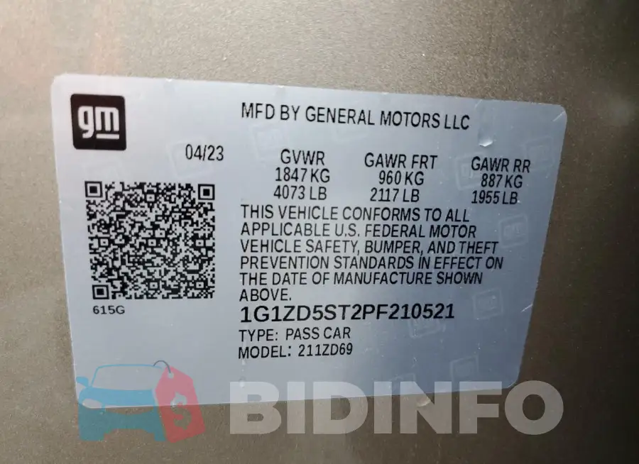 1G1ZD5ST2PF210521 Photo# 13