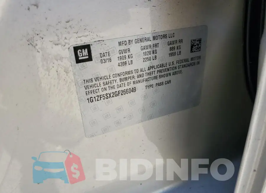 1G1ZF5SX2GF266049 Photo# 13