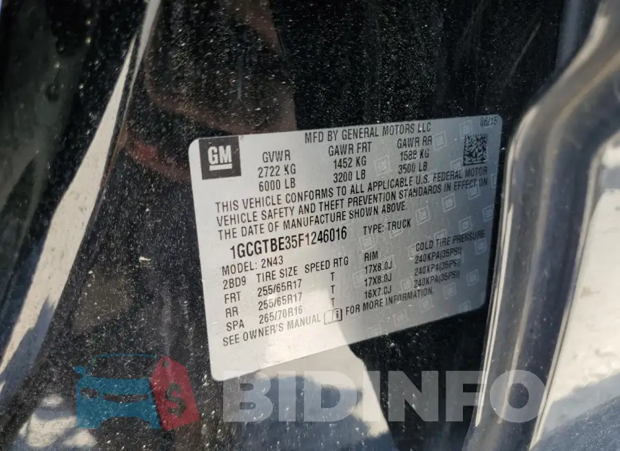 1GCGTBE35F1246016 Photo# 12
