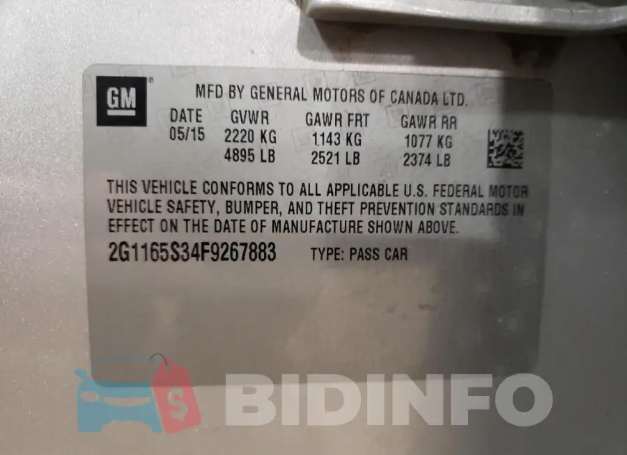 2G1165S34F9267883 Photo# 12
