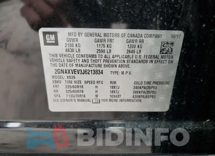 2GNAXVEV3J6213834 Photo# 13