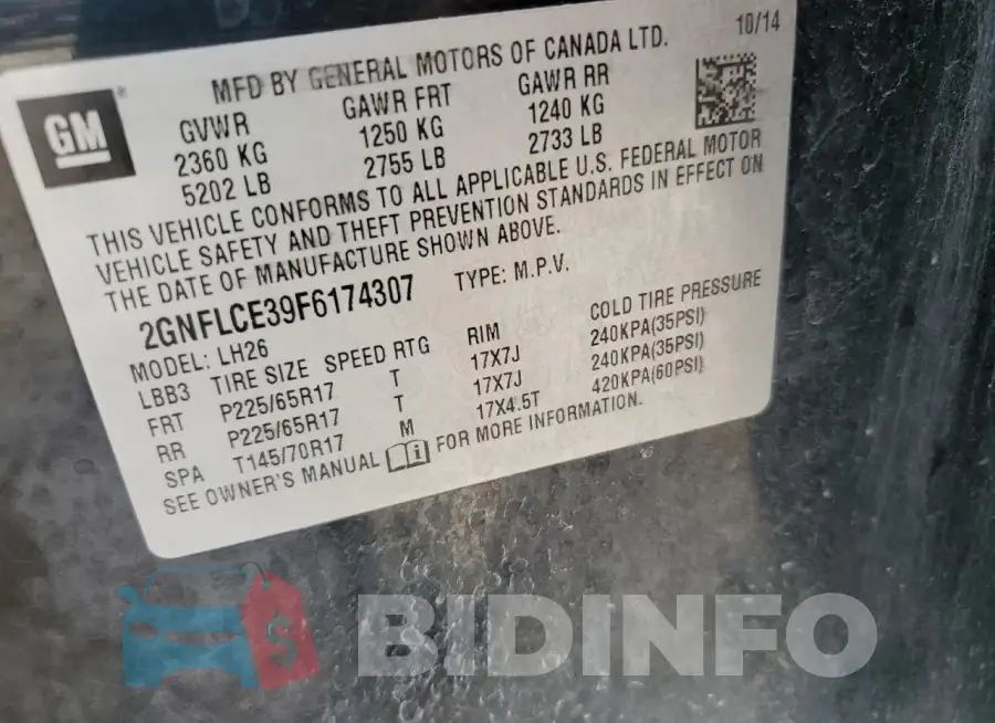 2GNFLCE39F6174307 Photo# 13