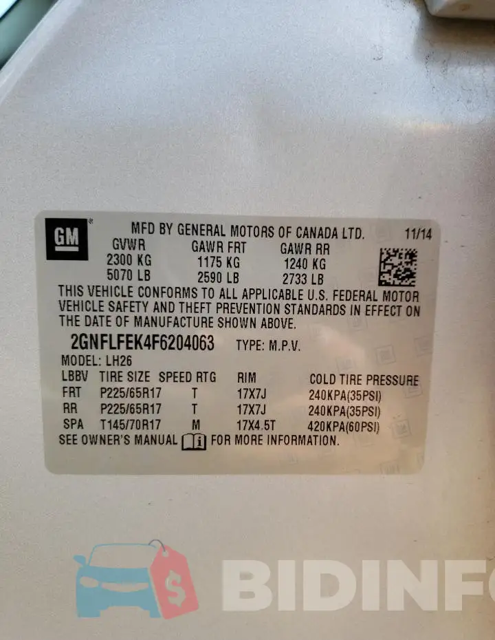 2GNFLFEK4F6204063 Photo# 12