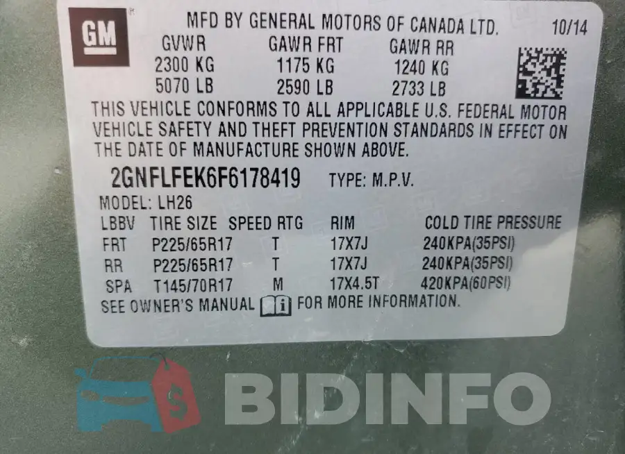 2GNFLFEK6F6178419 Photo# 14