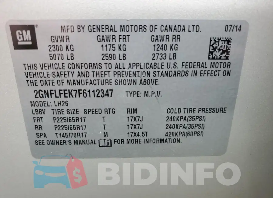 2GNFLFEK7F6112347 Photo# 13