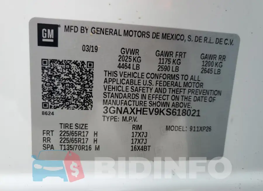 3GNAXHEV9KS618021 Photo# 12