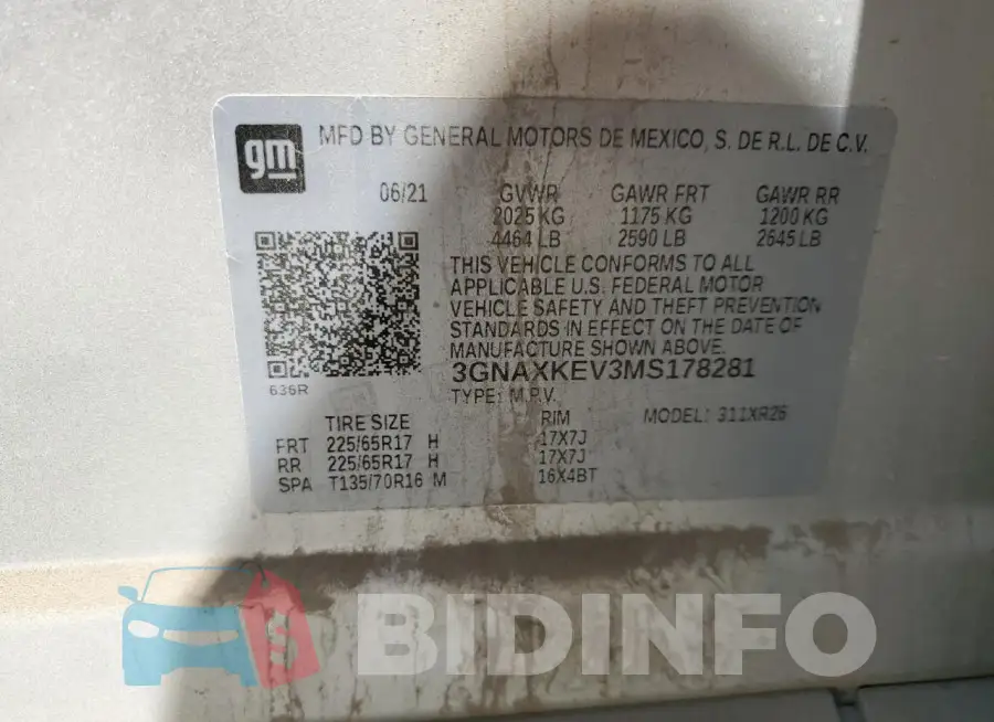 3GNAXKEV3MS178281 Photo# 13
