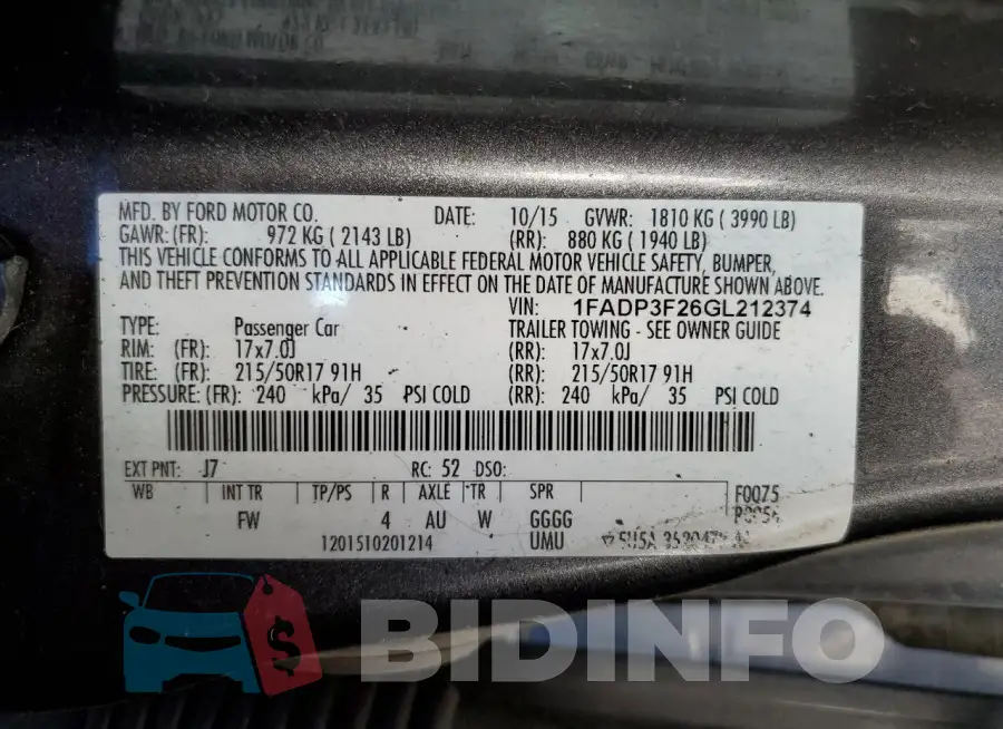 1FADP3F26GL212374 Photo# 12