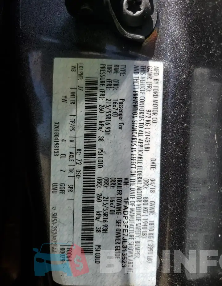 1FADP3FE7JL313523 Photo# 12