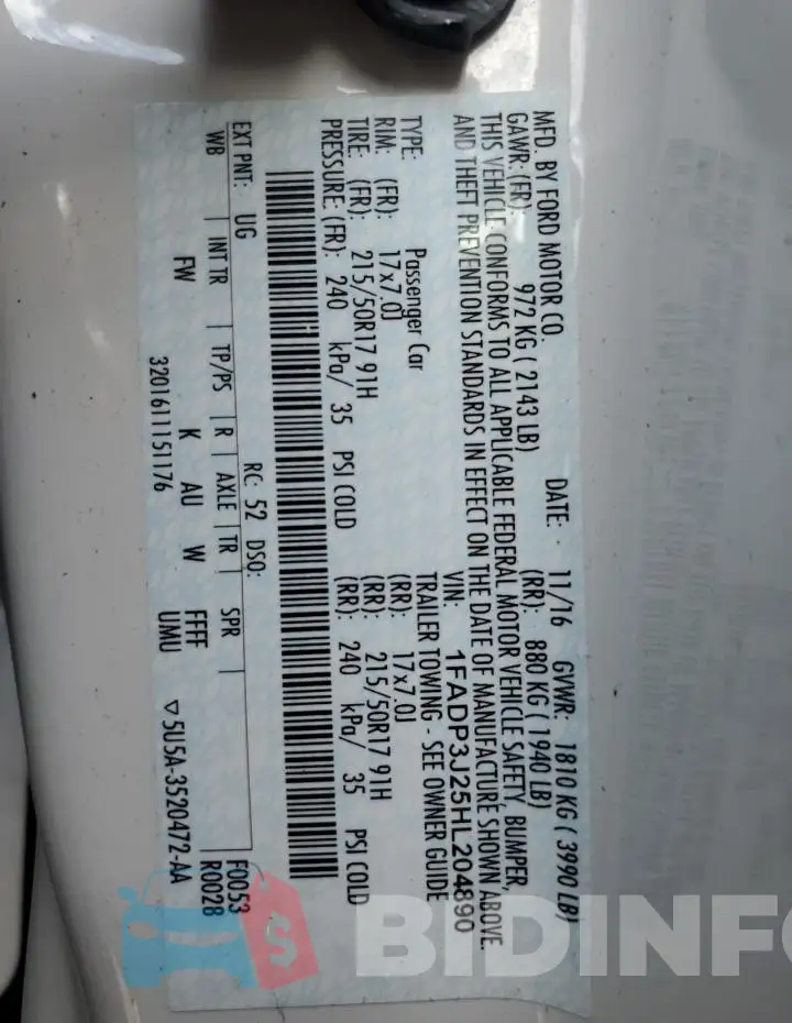 1FADP3J25HL204890 Photo# 13
