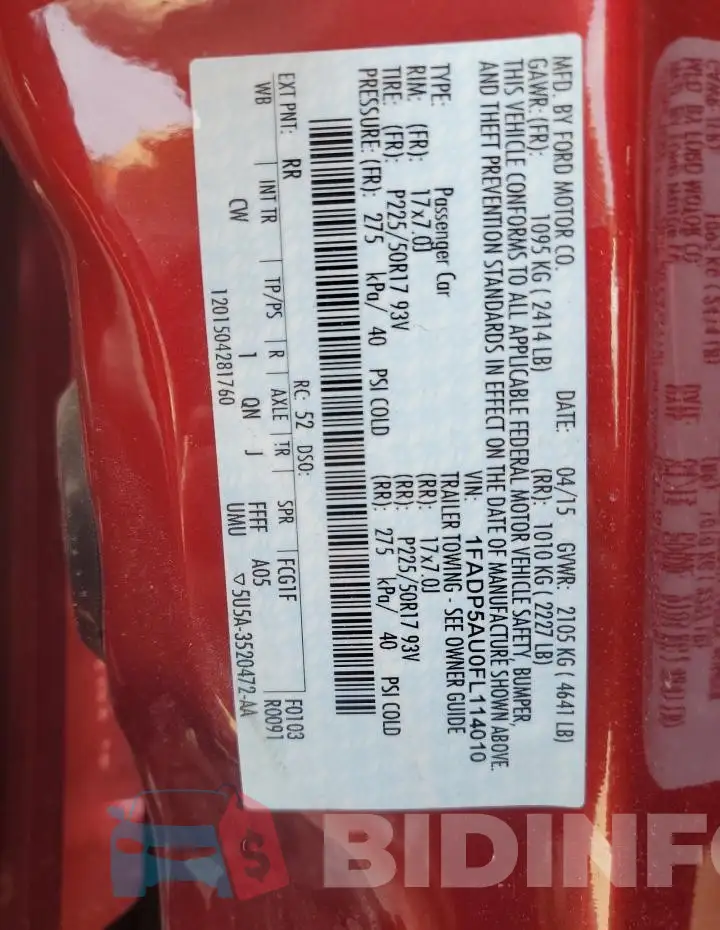 1FADP5AU0FL114010 Photo# 14