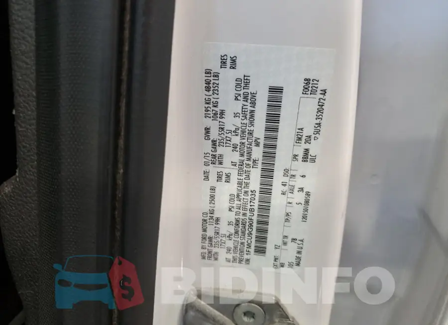 1FMCU9G90FUB17035 Photo# 14