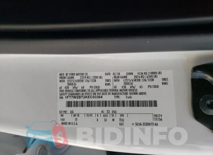 1FT7W2BT2KEC03364 Photo# 12