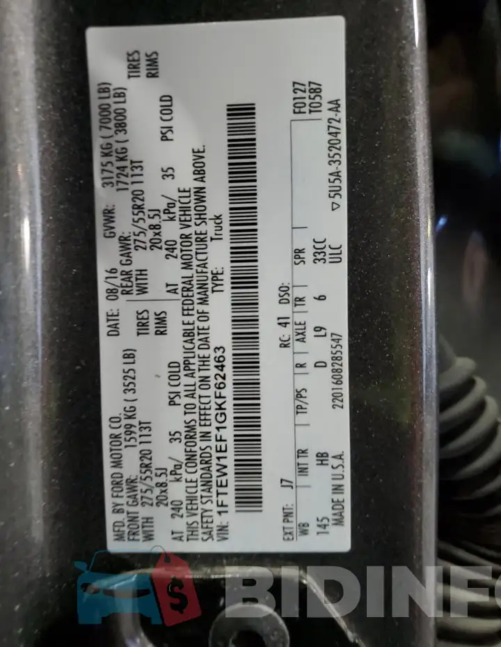1FTEW1EF1GKF62463 Photo# 12
