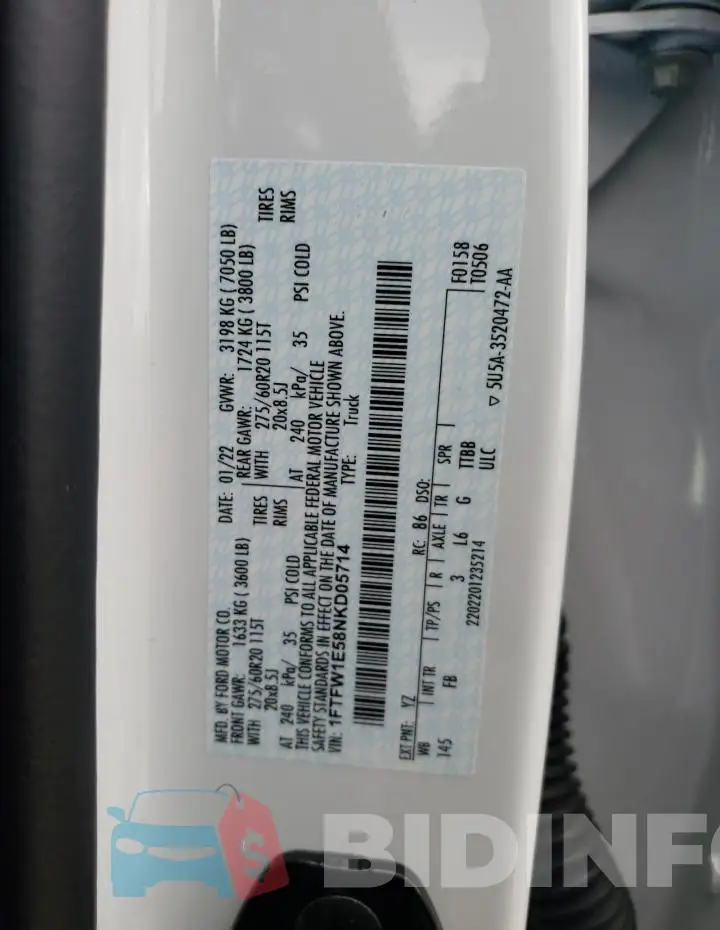1FTFW1E58NKD05714 Photo# 12