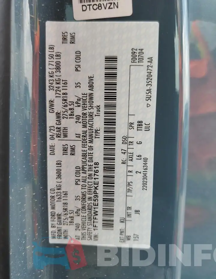1FTFW1E59PKE17618 Photo# 12