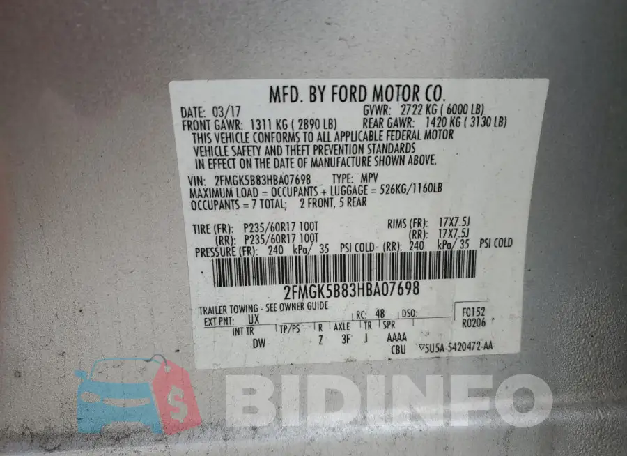 2FMGK5B83HBA07698 Photo# 12