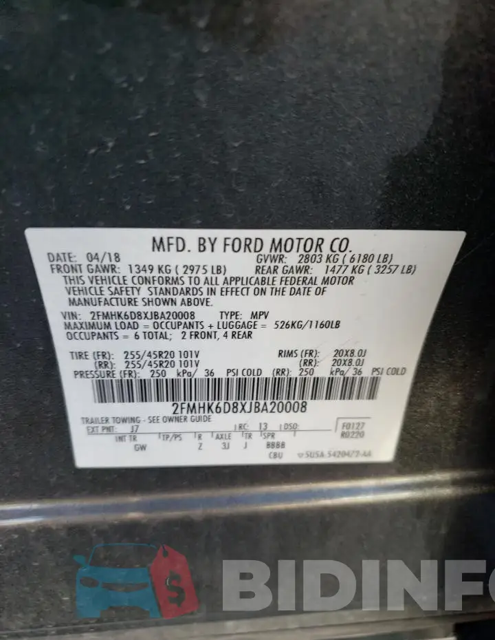 2FMHK6D8XJBA20008 Photo# 12