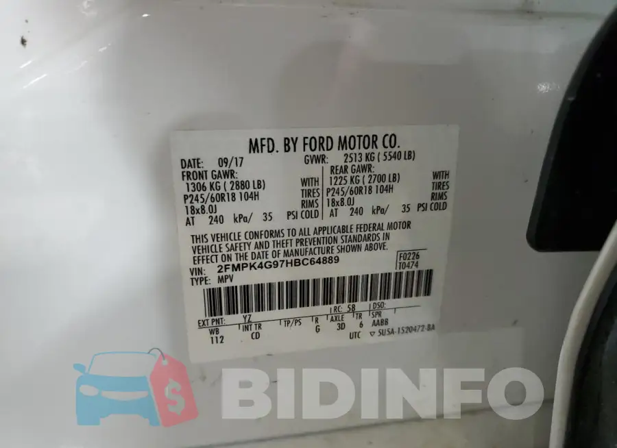 2FMPK4G97HBC64889 Photo# 12