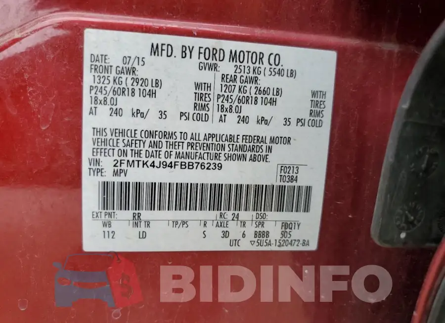 2FMTK4J94FBB76239 Photo# 13