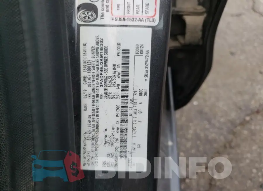 3FADP4EJ3KM148302 Photo# 12