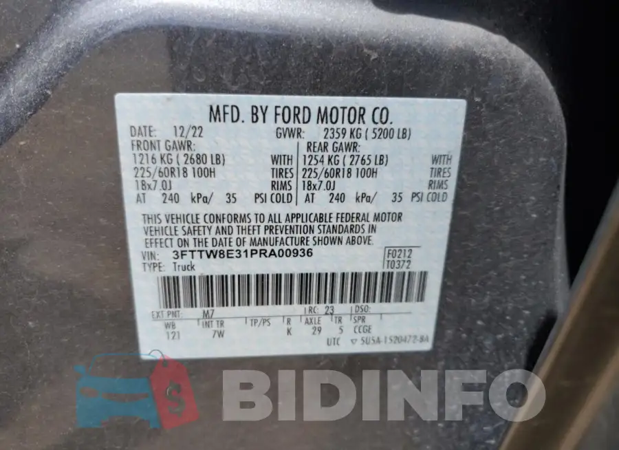 3FTTW8E31PRA00936 Photo# 12