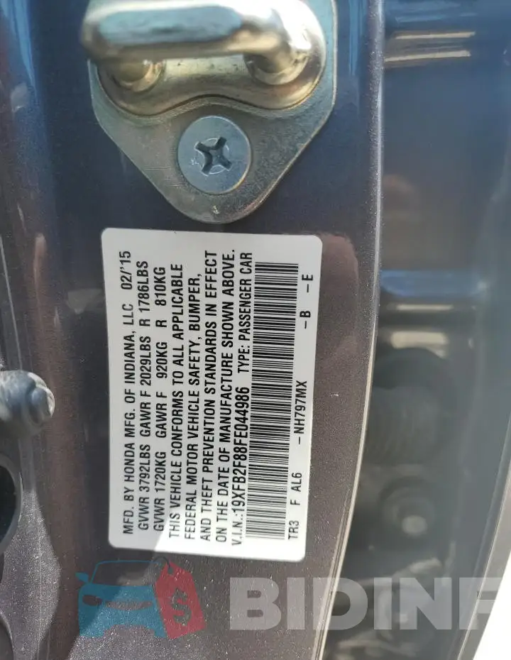 19XFB2F88FE044986 Photo# 12