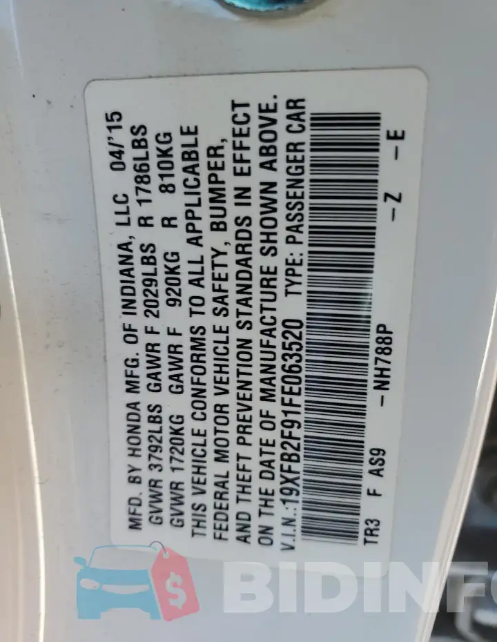 19XFB2F91FE063520 Photo# 12