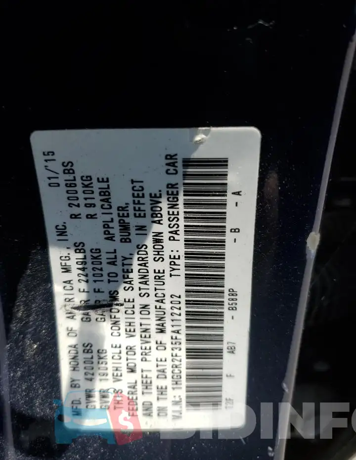 1HGCR2F35FA112202 Photo# 12