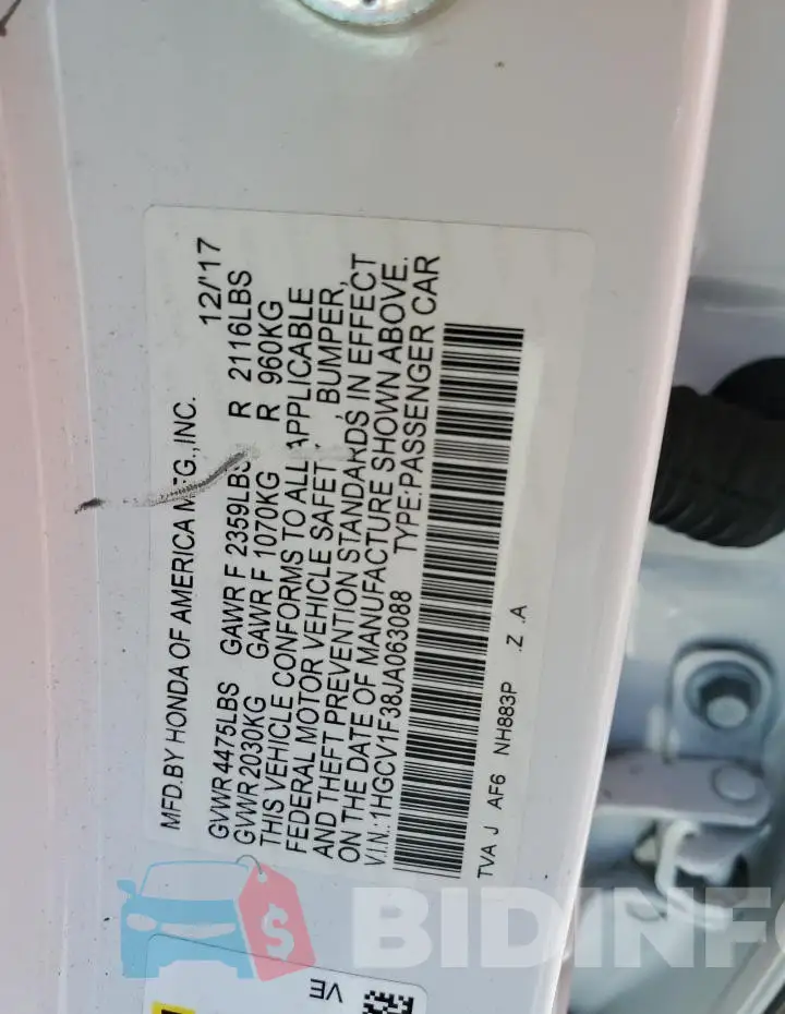 1HGCV1F38JA063088 Photo# 12