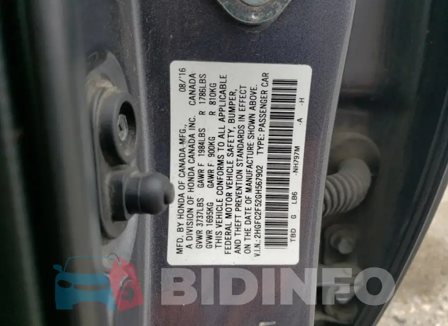 2HGFC2F52GH567902 Photo# 12