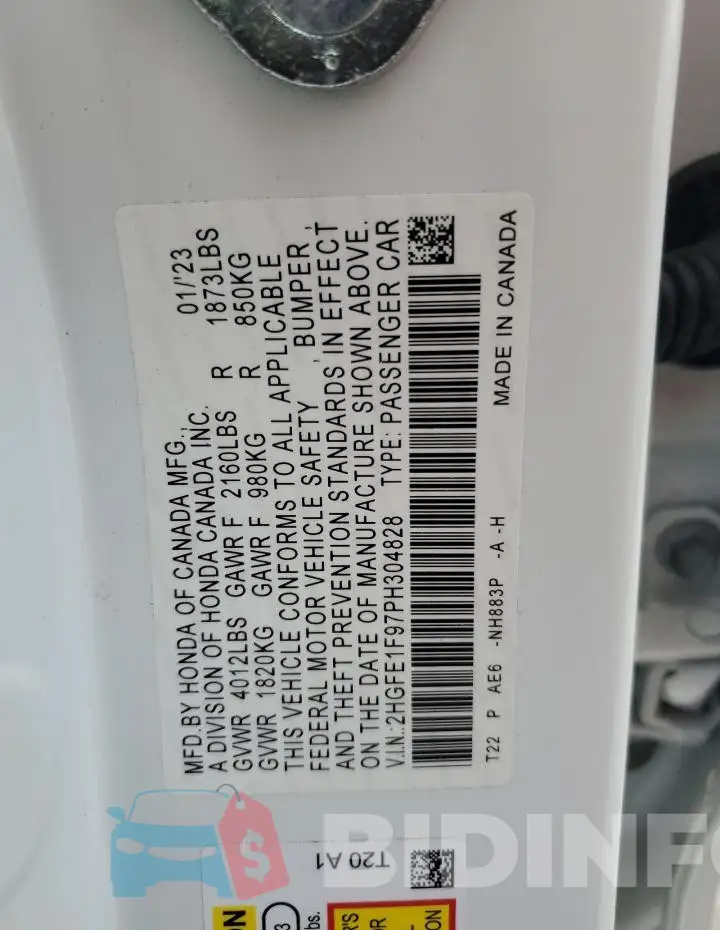 2HGFE1F97PH304828 Photo# 12